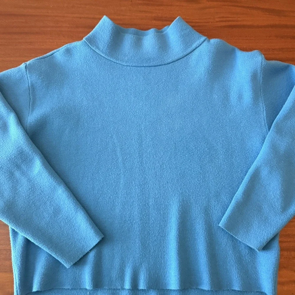 Maeve Anthropologie The Carys Mock-Neck Sweater Womens XS Turquoise Cropped F/W - Picture 5 of 8